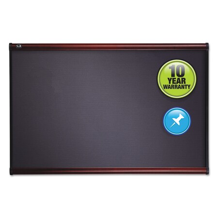 Quartet Prestige Bulletin Board, Diamond Mesh Fabric, 36 x 24, Gray/Mahogany Frame B443M